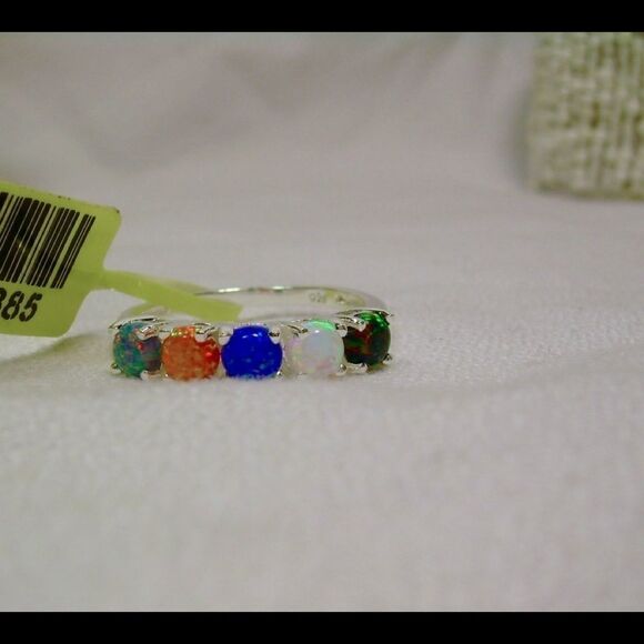 Sterling Silver MultiColor Opal Ring Jewelry - Picture 6 of 10